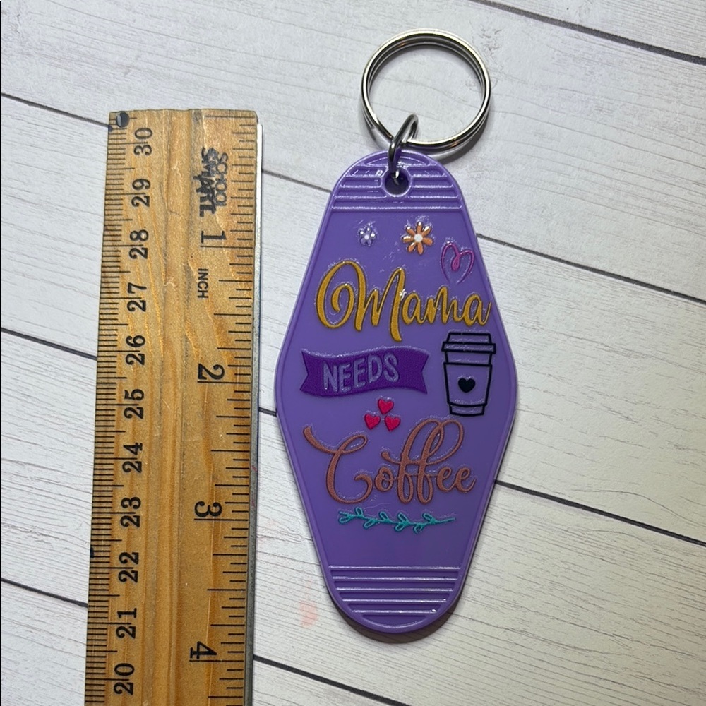 Purple 'Mama Needs Coffee' Keychain